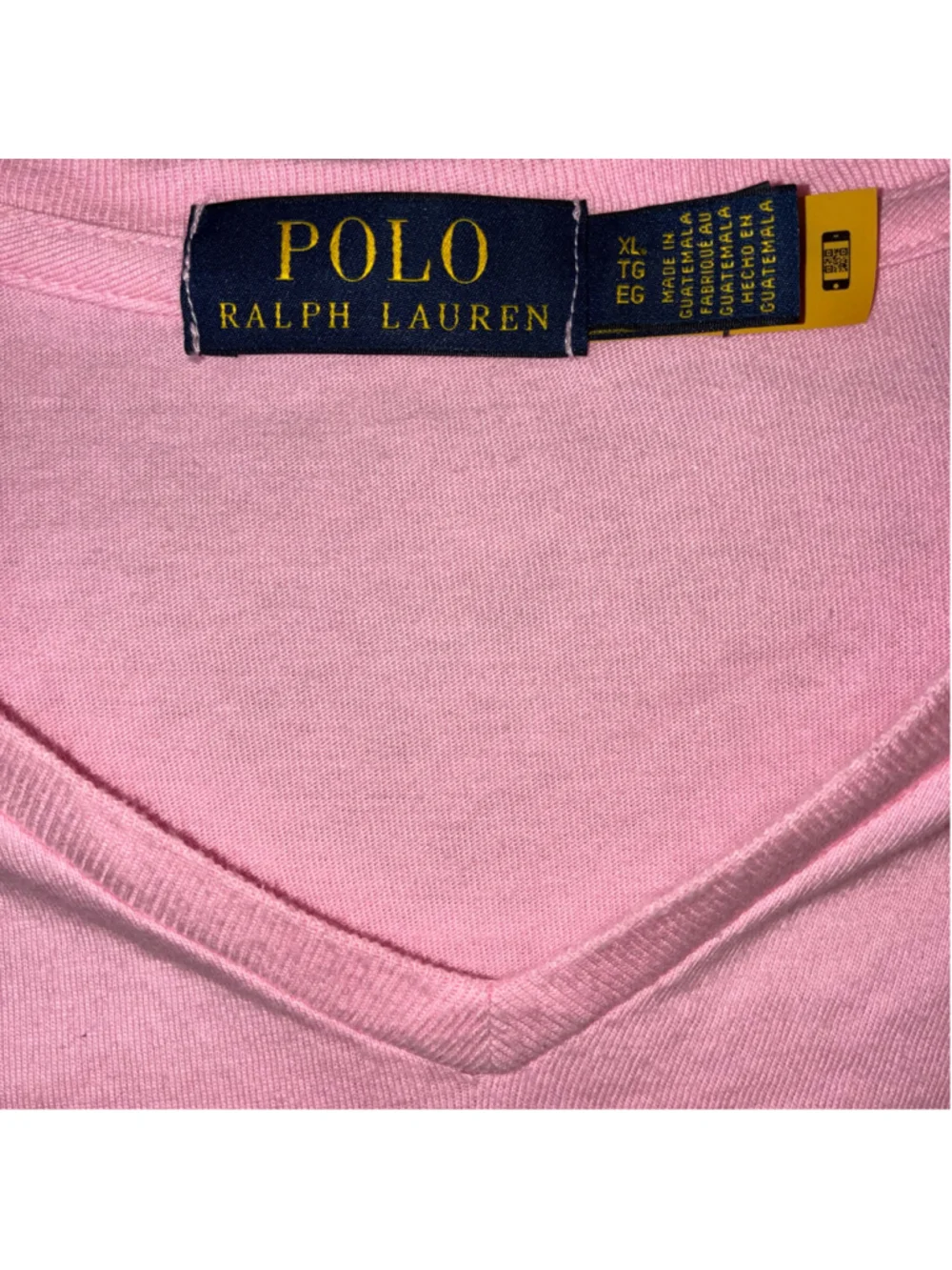Men's Polo Ralph Lauren V-Neck T-Shirt, XL, Pink with Blue Logo 100% Cotton